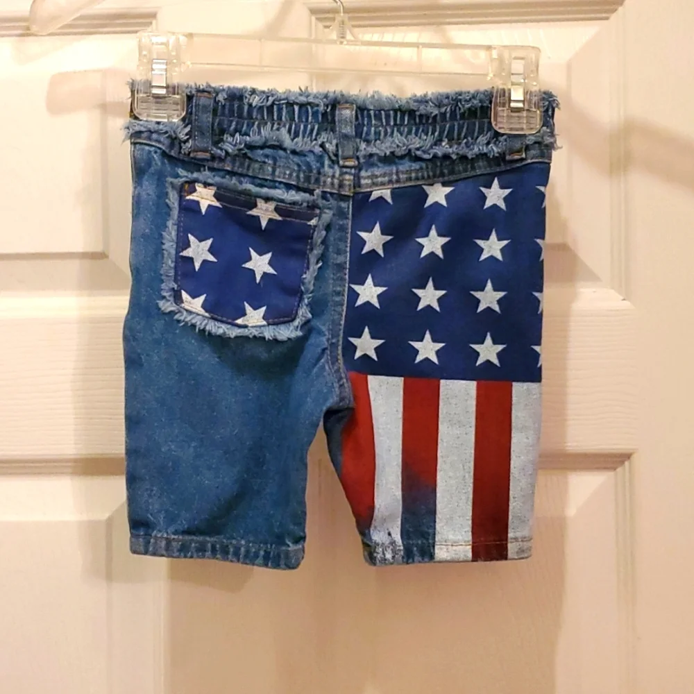 The Children's Place Denim Blue Jean Stars & Stripes Shorts